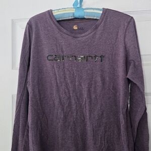 Carhartt Women's Long Sleeve Logo Tee in Heather Purple